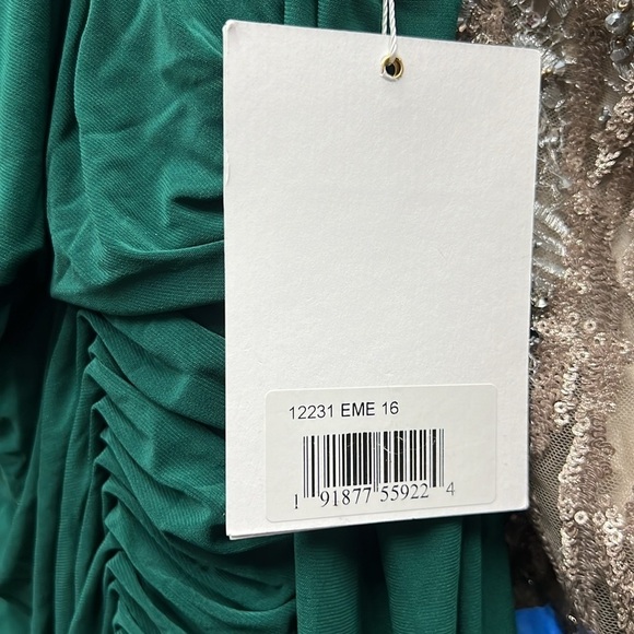 Mac Duggal 12231 NWT BEADED CUFF DROP SHOULDER FAUX WRAP GOWN - Picture 11 of 16